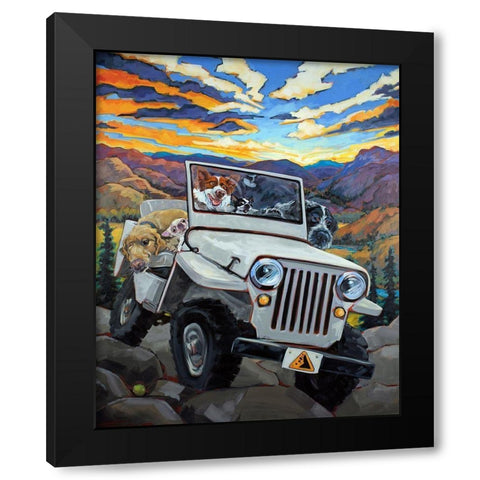 Watch For Falling Rocks Black Modern Wood Framed Art Print with Double Matting by Townsend, CR