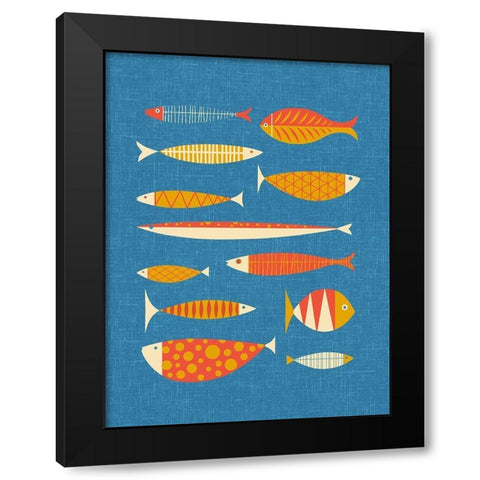 Scandia Fish Orange Black Modern Wood Framed Art Print with Double Matting by Theodore, James