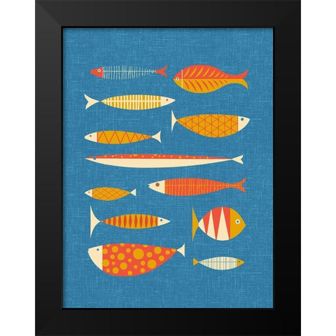 Scandia Fish Orange Black Modern Wood Framed Art Print by Theodore, James
