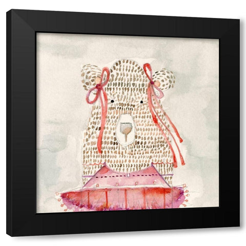Ballerina Bear Black Modern Wood Framed Art Print by Timbrook, Natalie