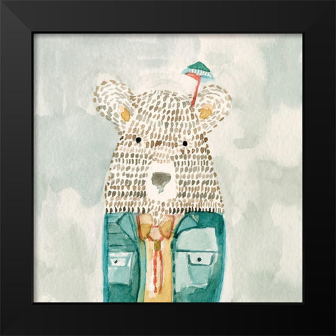 Mr. Bolo Bear Black Modern Wood Framed Art Print by Timbrook, Natalie