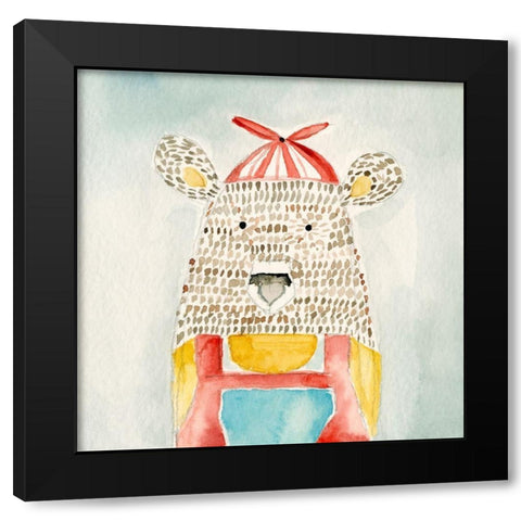 Deanie Beanie Bear Black Modern Wood Framed Art Print by Timbrook, Natalie