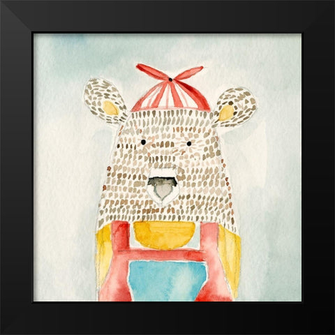 Deanie Beanie Bear Black Modern Wood Framed Art Print by Timbrook, Natalie