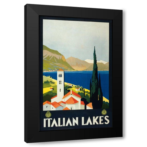 Italian Lakes Black Modern Wood Framed Art Print by Unknown