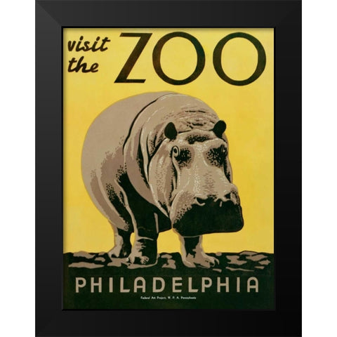 Visit the Zoo Black Modern Wood Framed Art Print by Unknown