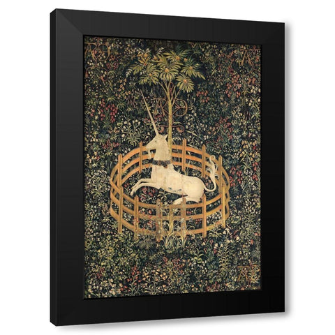 The Unicorn in Captivity Black Modern Wood Framed Art Print with Double Matting by Unknown