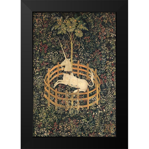 The Unicorn in Captivity Black Modern Wood Framed Art Print by Unknown