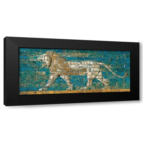 Panel with Striding Lion, ca. 604-562 B.C.E. Black Modern Wood Framed Art Print with Double Matting by Unknown