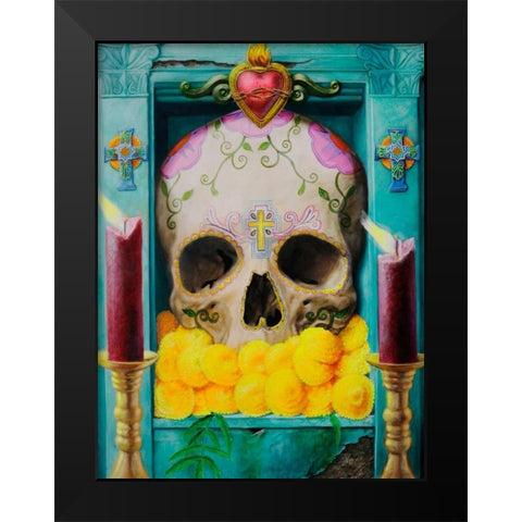 Calavera Black Modern Wood Framed Art Print by Valadez, Robert