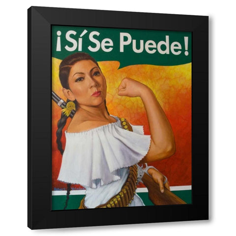 Rosita - Si Se Puede Black Modern Wood Framed Art Print with Double Matting by Valadez, Robert