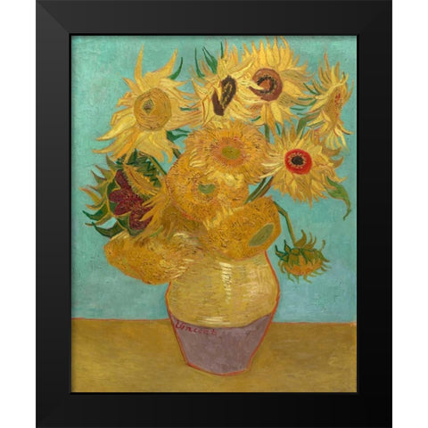 Sunflowers 1889 Black Modern Wood Framed Art Print by Van Gogh, Vincent