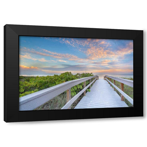 The Walk To Sunset Beach Black Modern Wood Framed Art Print with Double Matting by Vernon, Andrew
