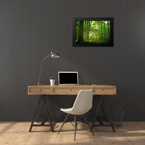 Breathe Black Modern Wood Framed Art Print by Van de Goor, Lars
