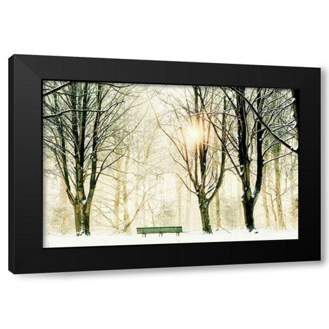 Too Cold To Sit Black Modern Wood Framed Art Print by Van de Goor, Lars