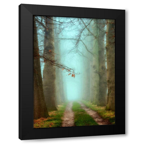 Blue Mist Black Modern Wood Framed Art Print with Double Matting by Van de Goor, Lars