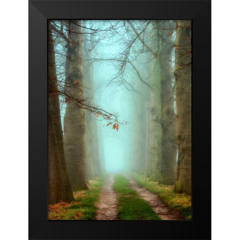 Blue Mist Black Modern Wood Framed Art Print by Van de Goor, Lars