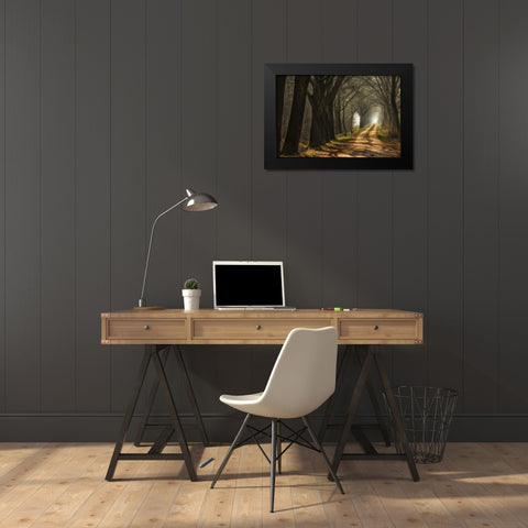 Paths Black Modern Wood Framed Art Print by Van de Goor, Lars