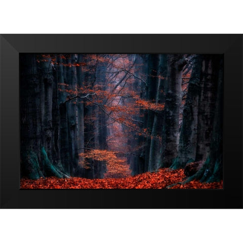 Synapse Black Modern Wood Framed Art Print by Van de Goor, Lars