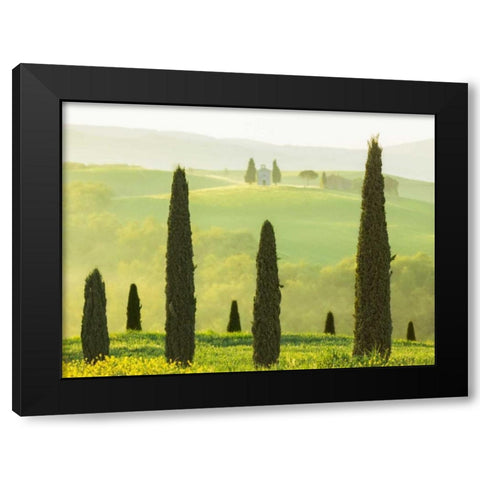 Tuscan Temple Black Modern Wood Framed Art Print with Double Matting by Van de Goor, Lars