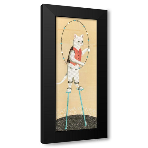 Cat on Stilts Black Modern Wood Framed Art Print with Double Matting by Verhoeven, Judy