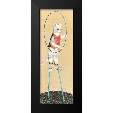 Cat on Stilts Black Modern Wood Framed Art Print by Verhoeven, Judy