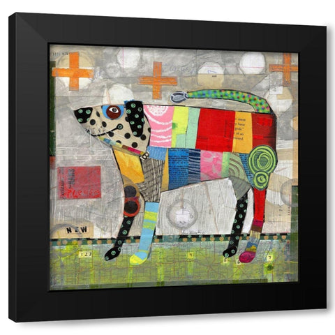 Coat of Many Colors Black Modern Wood Framed Art Print by Verhoeven, Judy