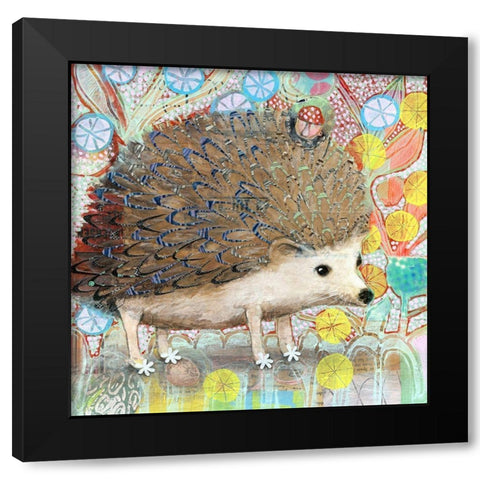 Hedgie Black Modern Wood Framed Art Print with Double Matting by Verhoeven, Judy