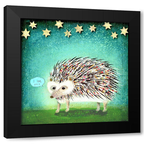 Porcupine for Thomas Black Modern Wood Framed Art Print with Double Matting by Verhoeven, Judy