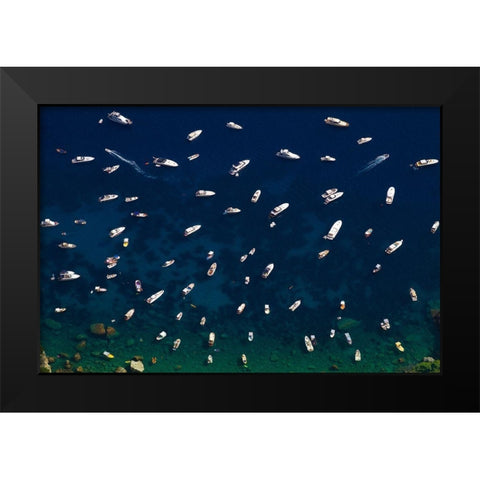 Boat Conference - Amalfi Coast Black Modern Wood Framed Art Print by Varona, Verne