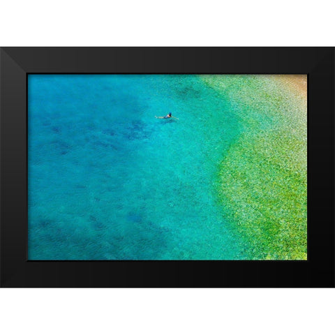 Solo Swim Black Modern Wood Framed Art Print by Varona, Verne