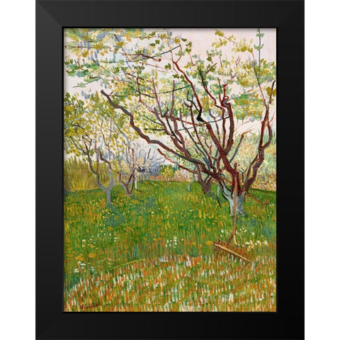Van Gogh, VincentThe Flowering Orchard Black Modern Wood Framed Art Print by Van Gogh, Vincent