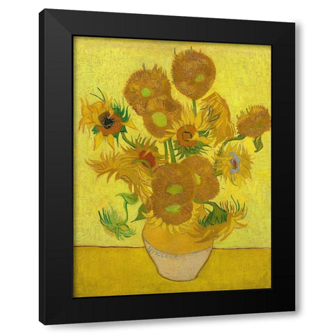 Sunflowers Black Modern Wood Framed Art Print by Van Gogh, Vincent