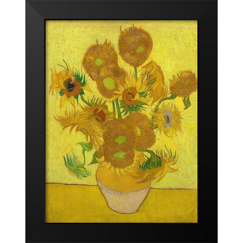 Sunflowers Black Modern Wood Framed Art Print by Van Gogh, Vincent