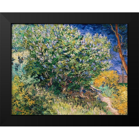 Lilac Bush Black Modern Wood Framed Art Print by Van Gogh, Vincent