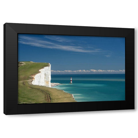 Beachy Head Lighthouse Black Modern Wood Framed Art Print by Van de Goor, Lars