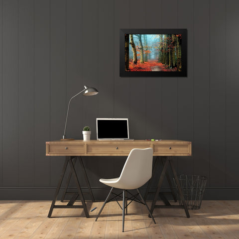 Bussum in Fall Black Modern Wood Framed Art Print by Van de Goor, Lars
