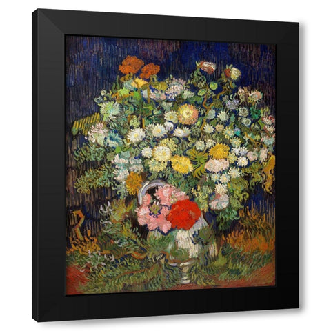 Bouquet of Flowers in a Vase, 1890 Black Modern Wood Framed Art Print by Van Gogh, Vincent