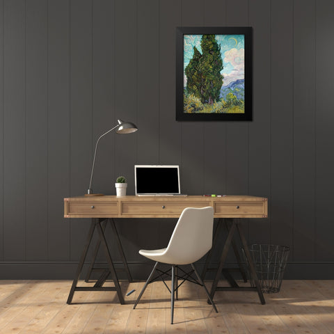 Cypresses, 1889 Black Modern Wood Framed Art Print by Van Gogh, Vincent