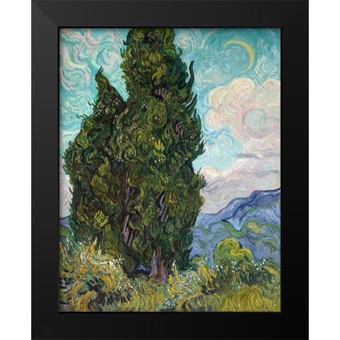 Cypresses, 1889 Black Modern Wood Framed Art Print by Van Gogh, Vincent