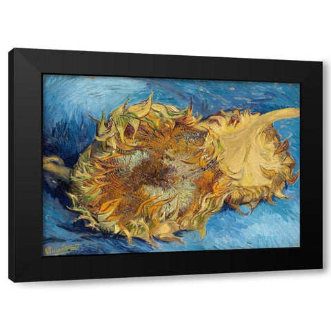 Sunflowers, 1887 Black Modern Wood Framed Art Print with Double Matting by Van Gogh, Vincent