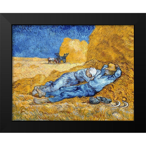 Noon - Rest from Work, 1891 Black Modern Wood Framed Art Print by Van Gogh, Vincent