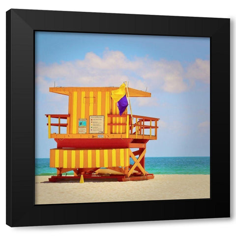 Lifeguard Station Black Modern Wood Framed Art Print with Double Matting by Vargas, Carlos