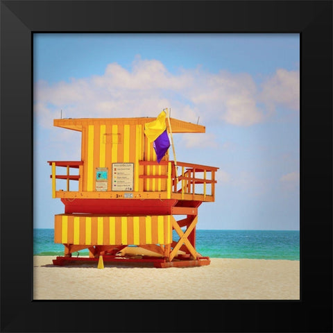Lifeguard Station Black Modern Wood Framed Art Print by Vargas, Carlos