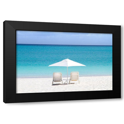 Aqua View Black Modern Wood Framed Art Print with Double Matting by Varona, Verne
