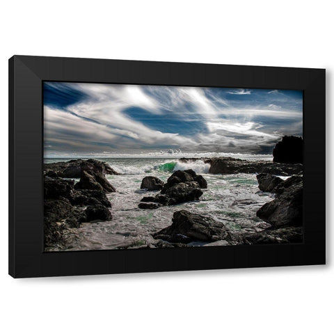 Tide and Rock Black Modern Wood Framed Art Print by Varona, Verne