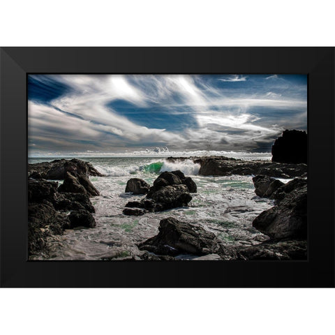 Tide and Rock Black Modern Wood Framed Art Print by Varona, Verne