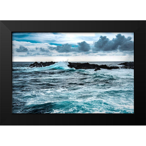 Wind and Wave Black Modern Wood Framed Art Print by Varona, Verne