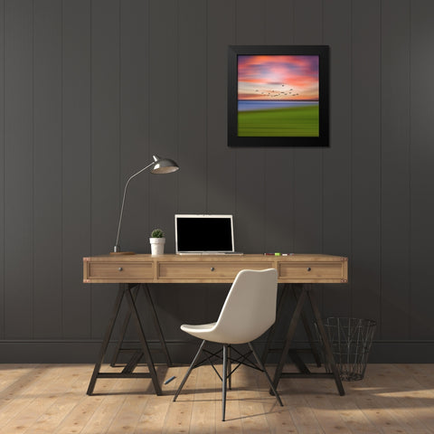 Birds In The Sunset Black Modern Wood Framed Art Print by Vitomirov, Igor