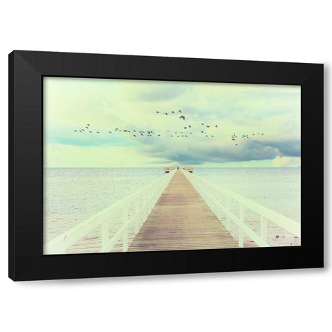 Man and The Sea Black Modern Wood Framed Art Print by Vitomirov, Igor