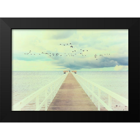 Man and The Sea Black Modern Wood Framed Art Print by Vitomirov, Igor